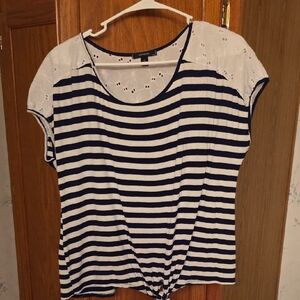 Espresso Navy and White Striped Short Sleeve Top